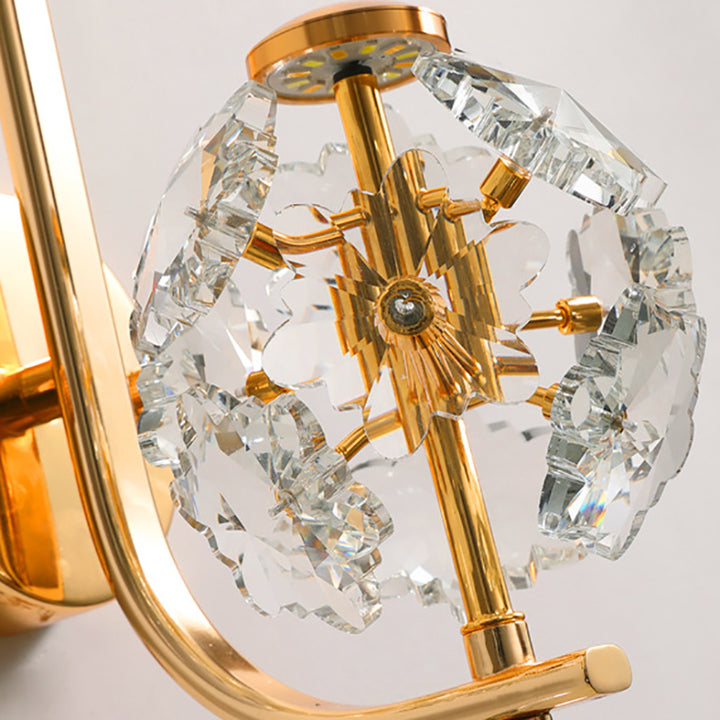 Modern Luxury Metal Iron Stainless Steel Crystal Ball Cylinder 1-Light Wall Sconce Lamp For Bedside