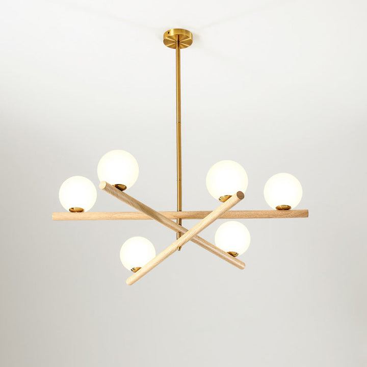 Zeitgenössischer skandinavischer Crossover-Streifen-Kronleuchter aus Metall und Glas mit 6/9 Lichtern für das Wohnzimmer 
