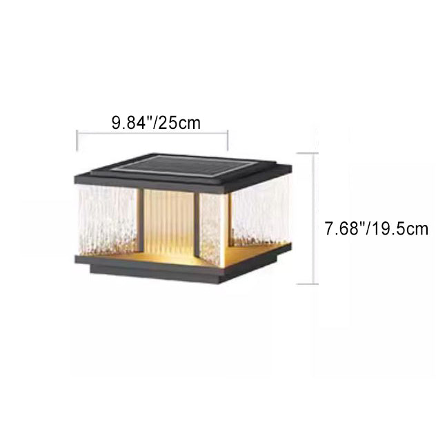 Luz de jardín solar impermeable de aluminio con vidrio cuadrado ondulado por el agua y LED de simplicidad moderna para poste 