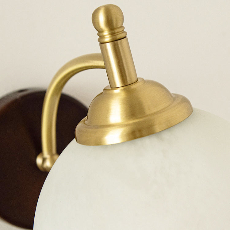 Traditional French Ceramic Glass Flower Shade Solid Wood Base 1-Light Wall Sconce For Living Room