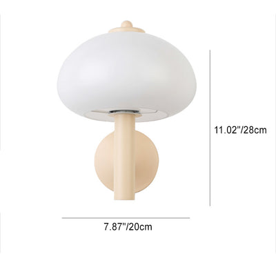 Applique Murale Moderne en Verre et Fer en Forme de Champignon Rond à 1 Lumière pour Chevet 
