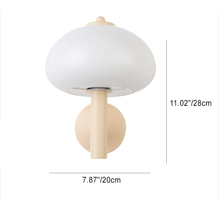 Applique Murale Moderne en Verre et Fer en Forme de Champignon Rond à 1 Lumière pour Chevet 