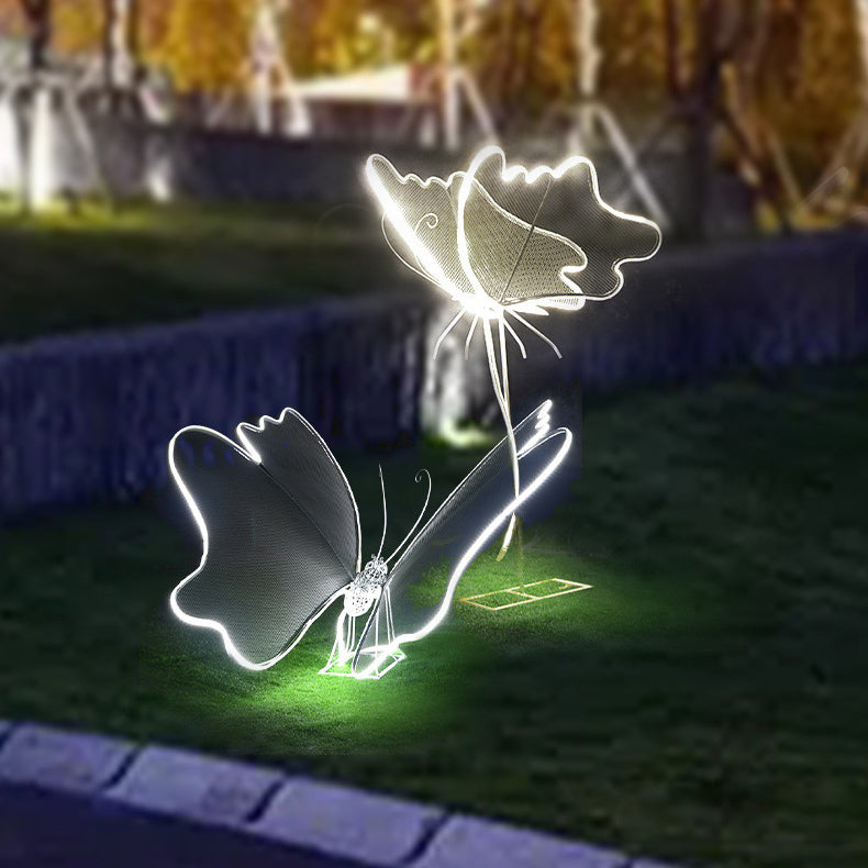 إضاءة خارجية LED على شكل فراشة من الألياف الزجاجية العازلة للماء بأسلوب آرت ديكو الحديث للحديقة 