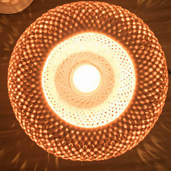 Traditional Chinese Moso Bamboo Wood Iron Weaving Oval Round 1-Light Table Lamp For Bedroom
