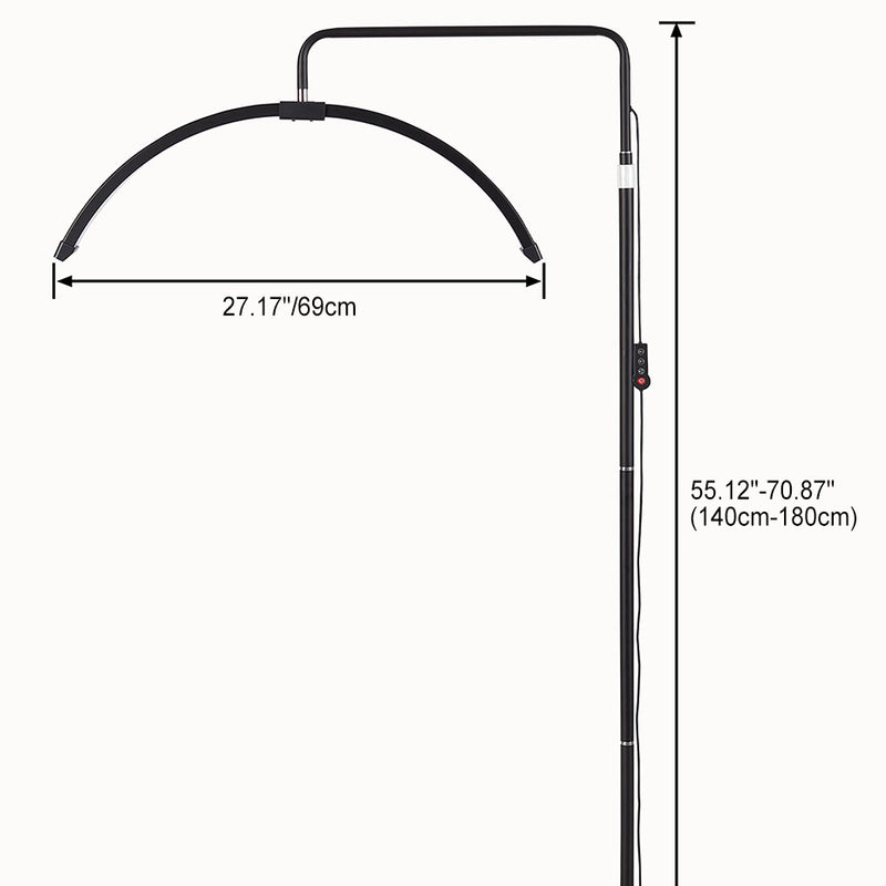Lámpara de pie LED de aluminio, hierro y ABS en forma de media luna de la línea de simplicidad moderna para sala de estar 