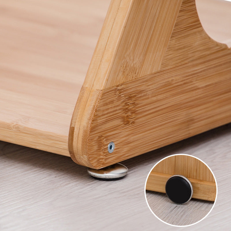 Traditional Vintage Z-Shaped Wood Removable End Table 2-Tier Universal Wheel For Living Room