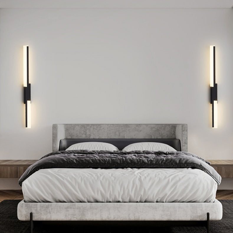 Moderne minimalistische vertikale Bar Acryl Eisen LED Wandleuchte Lampe für Wohnzimmer 