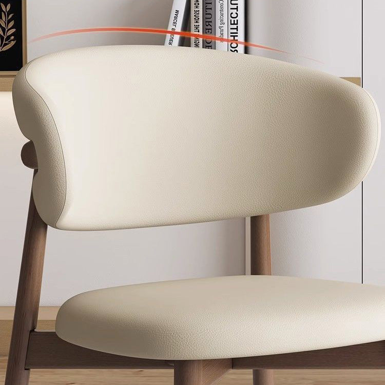 Moderna silla de comedor sin brazos de cuero nappa cuadrado nórdico contemporáneo con marco de metal para comedor 