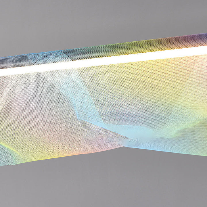 Moderno Minimalista Hierro Tira Larga Arcoíris Malla Decorativa LED Isla Luz Colgante Para Comedor 