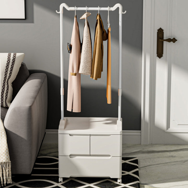 Armoire de rangement mobile à 3 compartiments en PP et acier au carbone, forme rectangulaire, style minimaliste moderne, oreilles de chat, pour chambre à coucher 