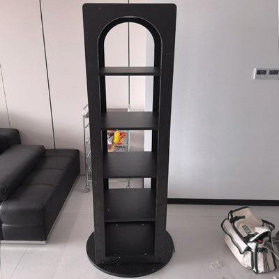 Traditional Vintage Rectangular Pine Wood Solid Wood Carbon Steel Rotatable Multifunctional Bookshelf 5-Tier For Living Room