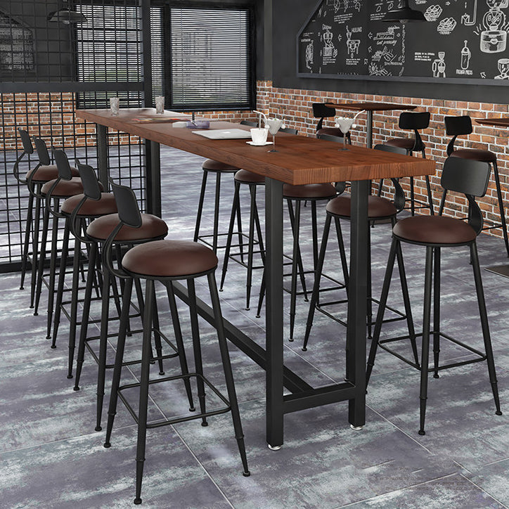 Tabouret de bar contemporain rond en similicuir avec dossier et repose-pieds pour salle à manger 