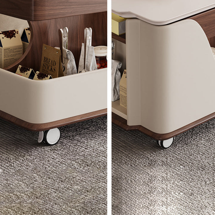 Table de bout en bois rectangulaire rétro contemporain avec plateau à 4 rangements amovibles pour salon 