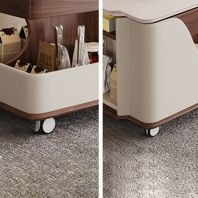 Zeitgenössischer Retro-Rechteckiger Holzplatten-Endtisch mit 4-stufigem Stauraum, beweglich für das Wohnzimmer 
