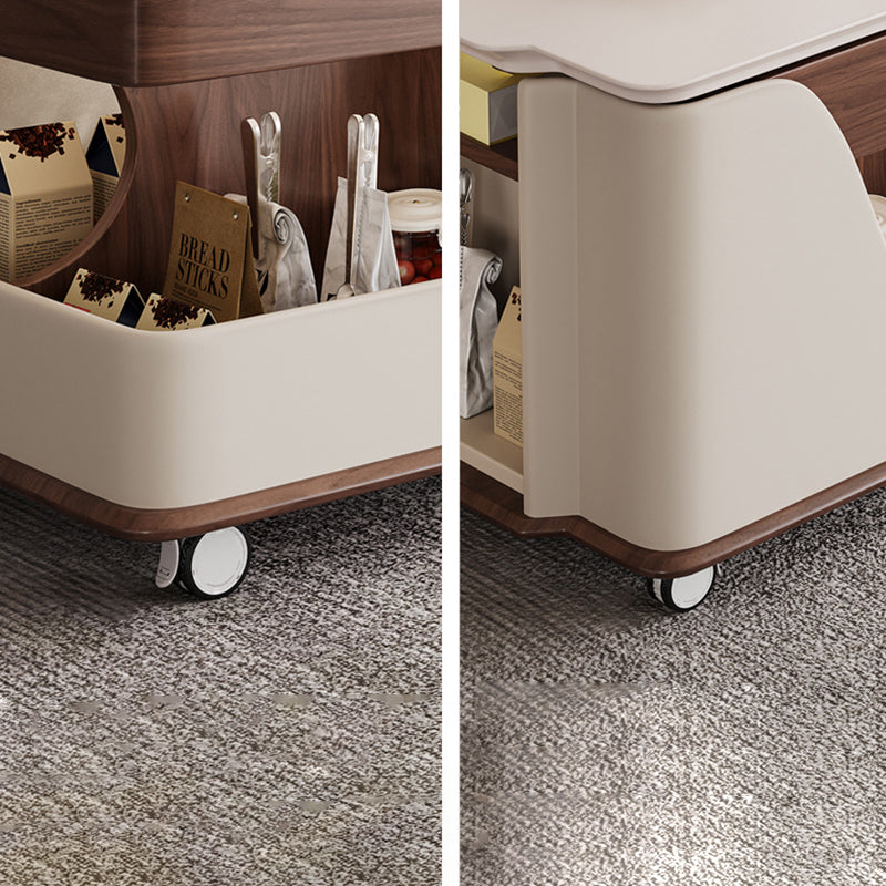 Zeitgenössischer Retro-Rechteckiger Holzplatten-Endtisch mit 4-stufigem Stauraum, beweglich für das Wohnzimmer 