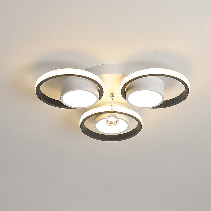 Luz de techo LED de montaje empotrado de cristal de hierro con pantalla de anillo de círculo acrílico de simplicidad moderna para sala de estar 