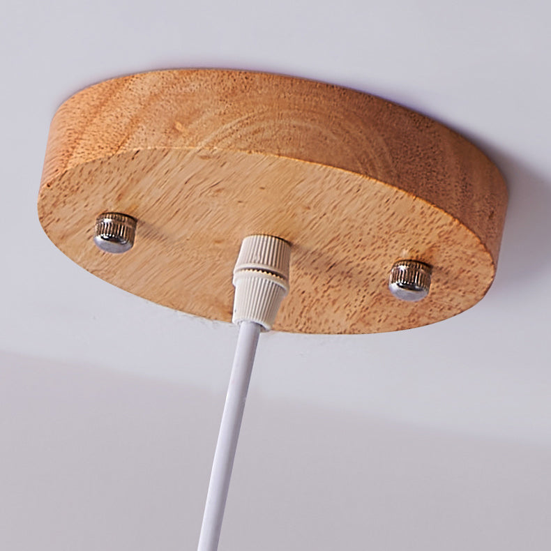 Zeitgenössische skandinavische runde Vogel Holz Glas 1-Licht Pendelleuchte für Wohnzimmer 
