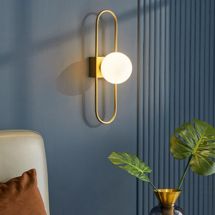 Lámpara de pared de 1 luz con bolas de cobre contemporáneas nórdicas para sala de estar 