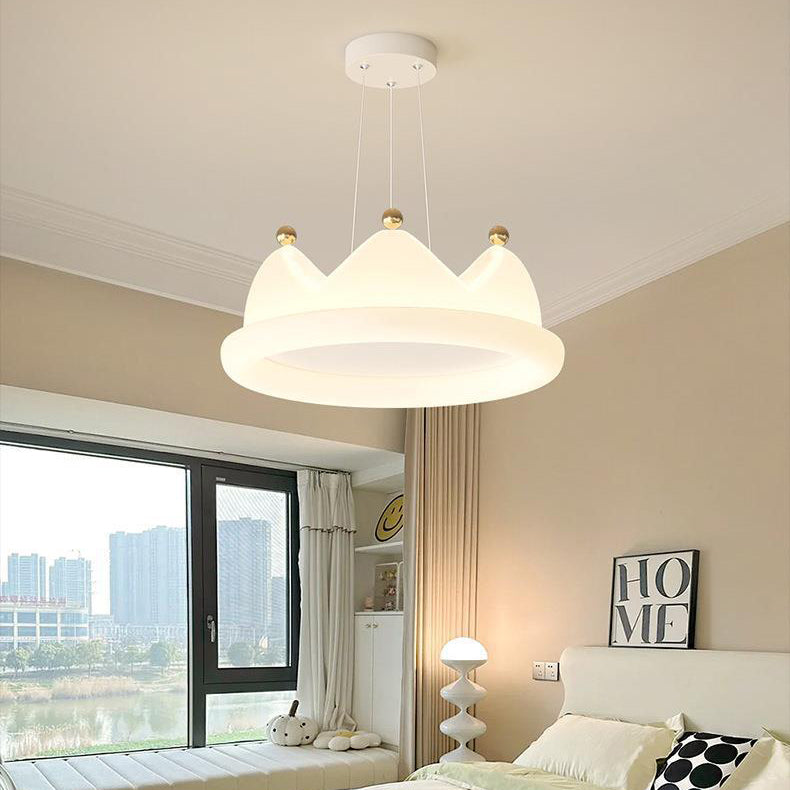 Contemporary Creative Kids Crown Iron PE LED Pendant Light For Bedroom