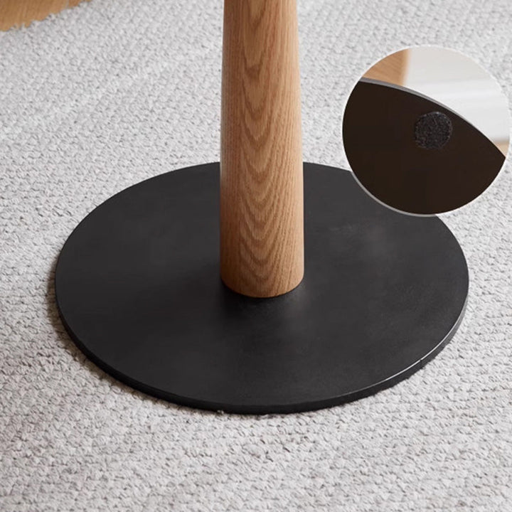 Traditional Rustic Round Oak Wood Iron Side Table For Living Room