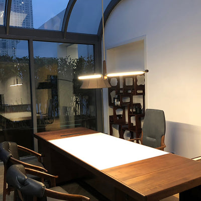 Lámpara de araña de isla de cocina LED contemporánea de cobre latón madera tira escandinava para comedor 
