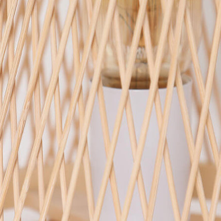 Lámpara de Mesa Minimalista de Tejido de Bambú Ovalado con 1 Luz 