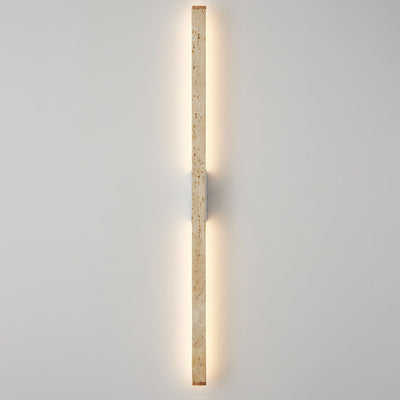 Japanese Wabi-Sabi Yellow Travertine Wood Long Strip LED Wall Sconce Lamp