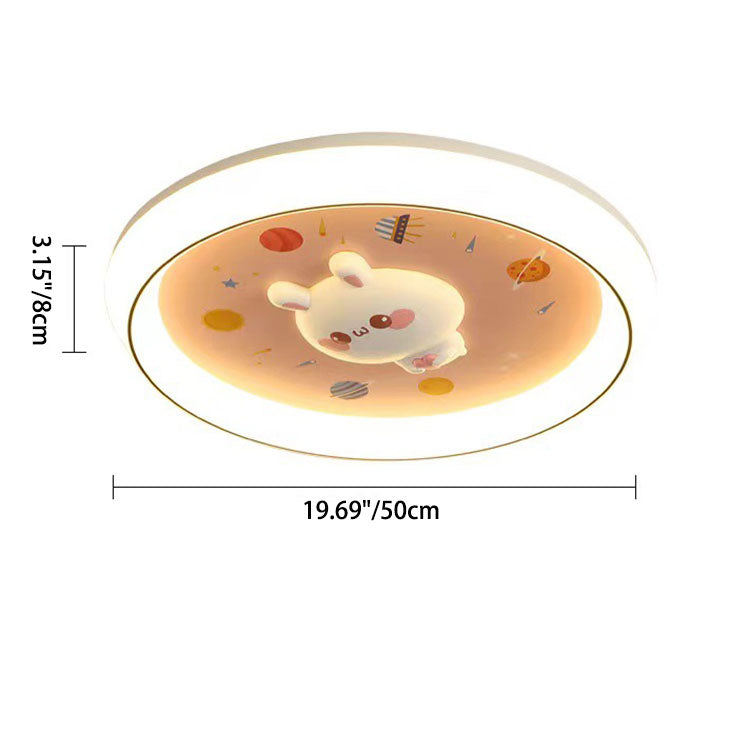 Plafonnier LED rond en acrylique, fer et résine pour enfants moderne et minimaliste pour chambre à coucher 