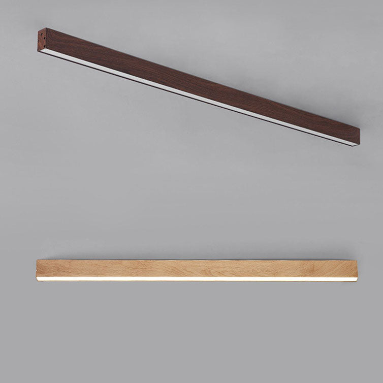 Modern Minimalist Wood Grain Aluminum Strips LED Flush Mount Ceiling Light