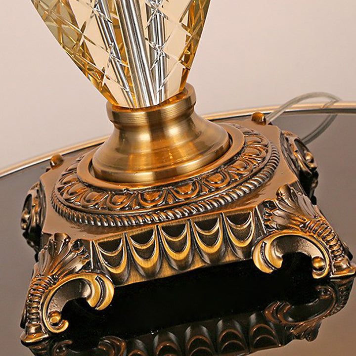 Lampe de Table Moderne en Alliage de Zinc avec Cristaux en Forme de Goutte de Champagne à 3 Lumières pour Chambre 