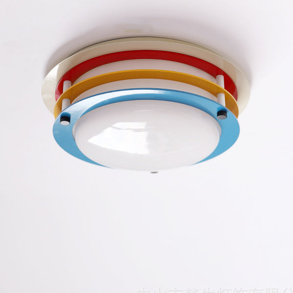 Moderne minimalistische bunte Eisen-Acryl-Disc Splicing LED Unterputz-Deckenleuchte für Schlafzimmer 