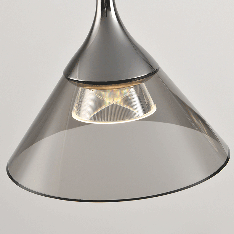 Zeitgenössische nordische konische LED-Pendelleuchte aus Eisen-Aluminium für Schlafzimmer 