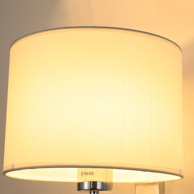 Chinesische Retro-Elektroplattierte Eisen Zylindrische Stoffschirm 1-Licht Wandleuchte 