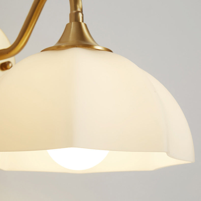 Moderne minimalistische Creme Flower Pod alle Kupfer Glas 1-Licht Wandleuchte Lampe für Schlafzimmer 