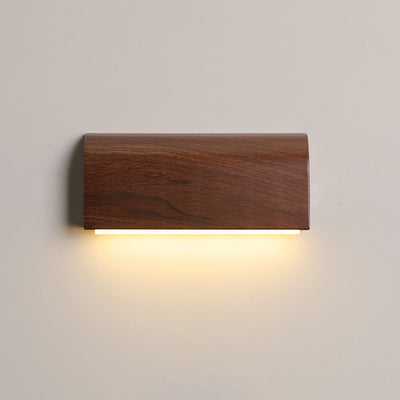 Applique murale LED avec abat-jour rectangulaire en aluminium imitation bois traditionnel japonais pour chambre 