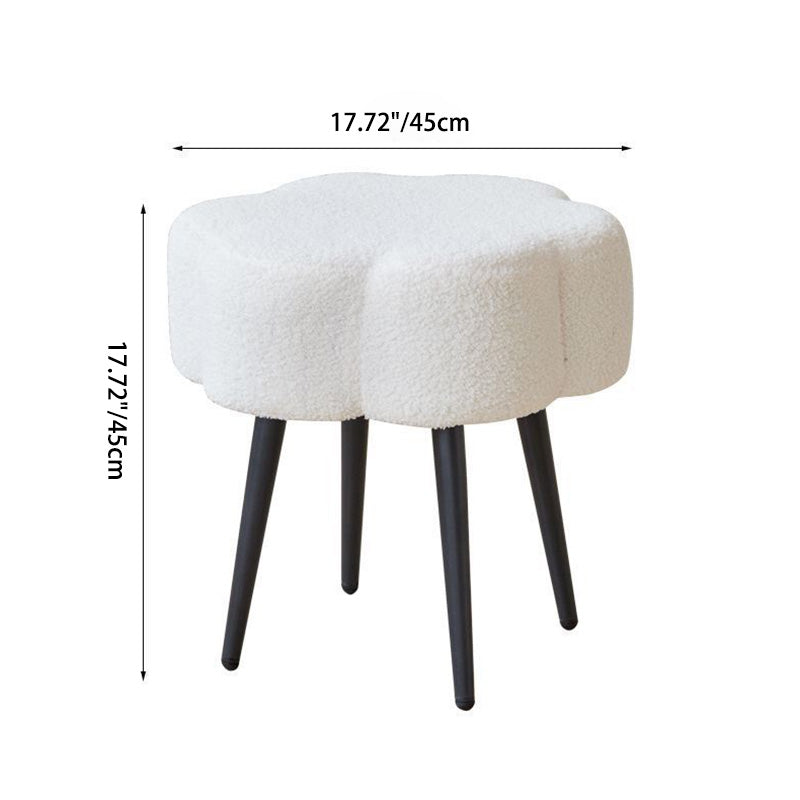 Modern Minimalist Cloud Sherpa Fabric Iron Vanity Stool For Bedroom