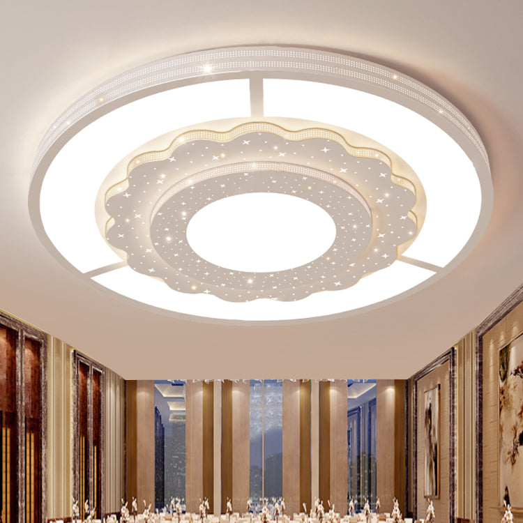 Zeitgenössische Einfachheit Sternenhimmel Dekor Blume Rand Acryl Runde Schatten LED Unterputz Deckenleuchte Für Wohnzimmer 