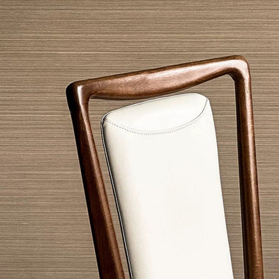 Chaise de salle à manger rectangulaire traditionnelle en bois massif avec dossier en cuir pour salle à manger 