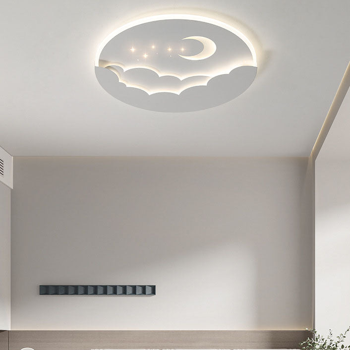 Moderne Einfachheit Runde Mond Eisen Aluminium Acryl LED Deckenleuchte für Schlafzimmer 