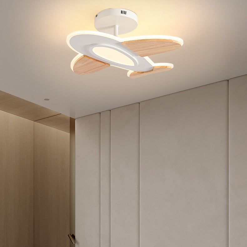 Modern Art Deco Airplane Shaped Acrylic Iron LED Semi-Flush Mount Ceiling Light For Living Room