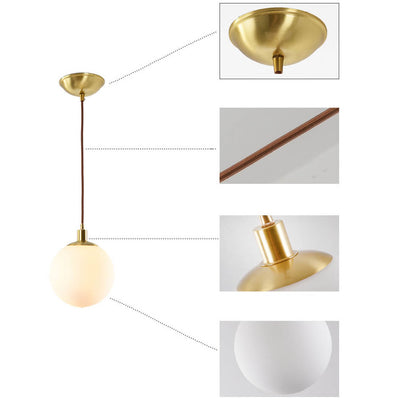 Nordischer Minimalistischer Weißer Orb 1-Licht Pendelleuchte 