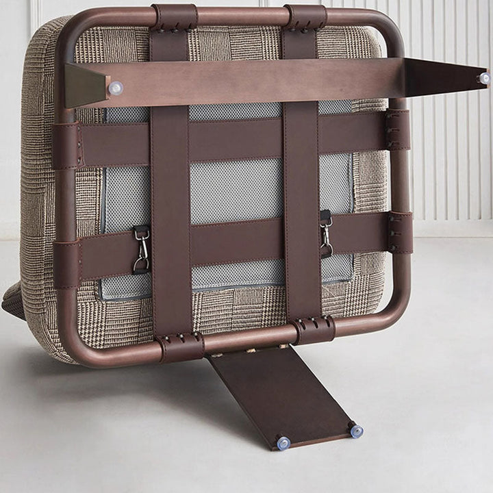Cojín rectangular moderno de lujo de algodón y lino, cuero sintético tipo silla de montar y respaldo decorativo de acero inoxidable para silla de acento de sala de estar 