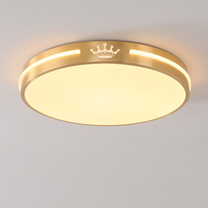 Lumière de plafond LED moderne minimaliste ronde en acrylique et cuivre pour salon 