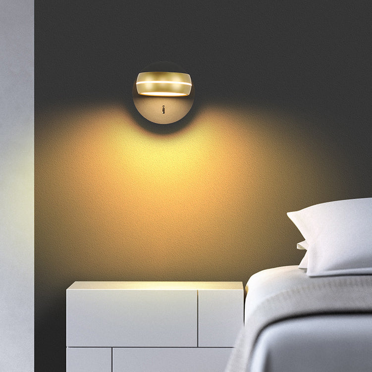 Lampe Applique Murale LED en Aluminium Fer PS Rectangle Rond Minimaliste Moderne pour Chambre 