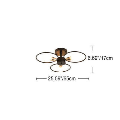 Nordischer Industrieller Blumenring Eisen 3/6/9 Licht Semi-Flush Mount Deckenleuchte 