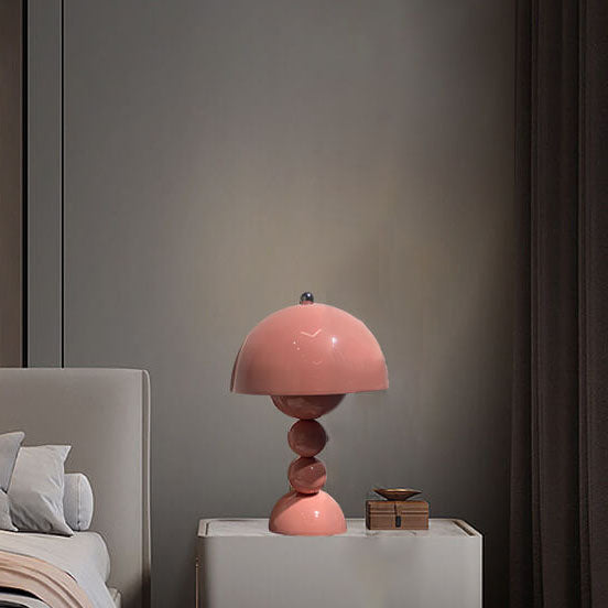 Zeitgenössische nordische Metall-Pilz-Rund-Pod 1-Licht-Tischlampe für das Schlafzimmer 