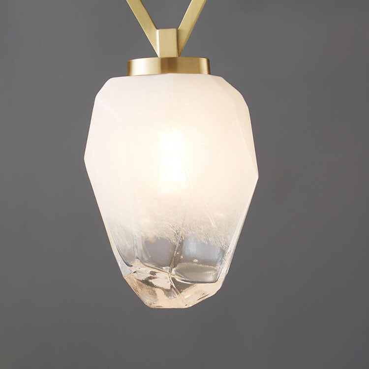 Moderne Luxus Messing Geometrische Glas Schirm 1-Licht Pendelleuchte für Wohnzimmer 
