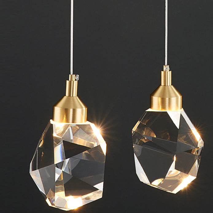 Moderne Luxus funkelnde Kristall Stein Eisen 1-Licht Pendelleuchte für Wohnzimmer
