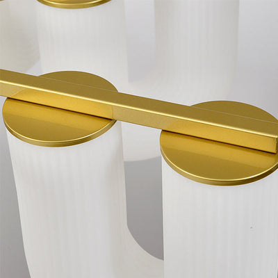 Moderner Mid-Century Pipe Geometrischer Eisen PE LED Kronleuchter für Wohnzimmer 