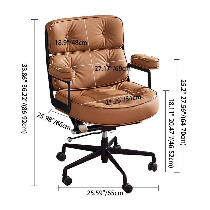 Moderner minimalistischer quadratischer Halbkreis-gepolsterter Leder-Hardware-Schreibtischstuhl mit Rückenlehne und Armlehne für das Home Office 